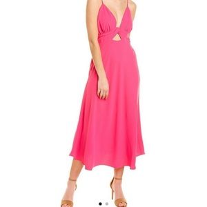 ALEXIA ADMOR HOT PINK TWIST FRONT CUTOUT MIDI DRESS, SIZE 6 NWT